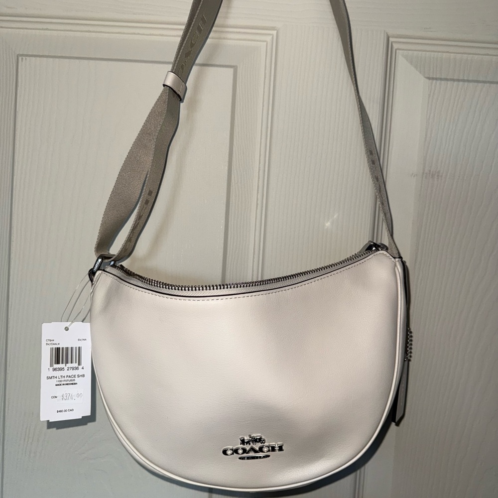 Coach Cream Crescent Leather Shoulder Bag with Silver Hardware - Picture 5 of 5